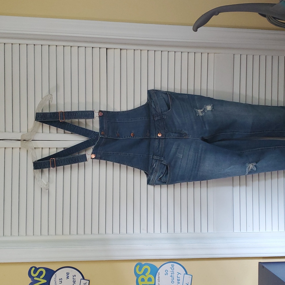 Denim Overalls W/ Rose Gold Hardware. - Picture 2 of 10